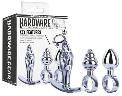 Femina 3-in-1 Metalen Butt Plug Kit - Model FGBPK-101, Unisex Anale Stimulatie, Reflecterend Zilver