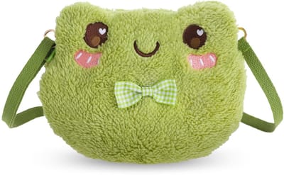 Dailygoody - Crossbody Tas - Kawaii Rugzak met Schouderband - Groen - Draagbare Pluche Portemonnee - Geschikt voor Kinderen en Volwassenen - Leuke Gif