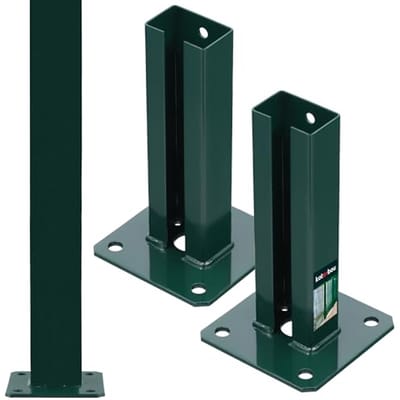 KOTARBAU® 2 Stuks Paalhouder, Poedergecoat Staal, Paalvoet, 60 x 40 mm, om te Schroeven, Groen, Paalsteun, Weerbestendig