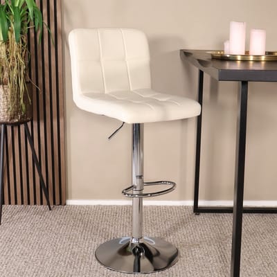 Barkruk Anel met rugleuning: beige leder barstoel