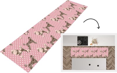 Keukenloper - Loper keuken - Hart - Poedel - Patroon - 200x50 cm - Keukenloper vinyl