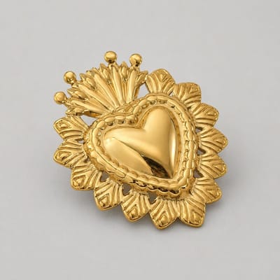 Gouden Hart Broche – Roestvrij Staal – Vintage Stijl Design | Twinolo