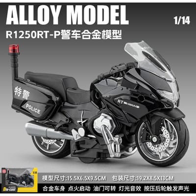 1:14 R1250Rt-P Politieauto Motorfiets Model Speelgoed Legering Diecast Schokabsorptie Miniatuur Race Motor Modellen Voor Kinderen Cadeau