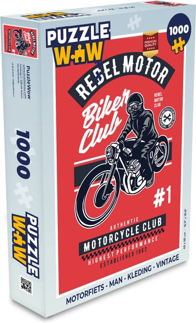 Puzzel Motorfiets - Man - Kleding - Vintage - Legpuzzel - Puzzel 1000 stukjes volwassenen