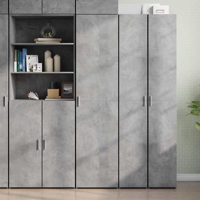 vidaXL - Hoge - kast - 45x42,5x185 - cm - bewerkt - hout - betongrijs