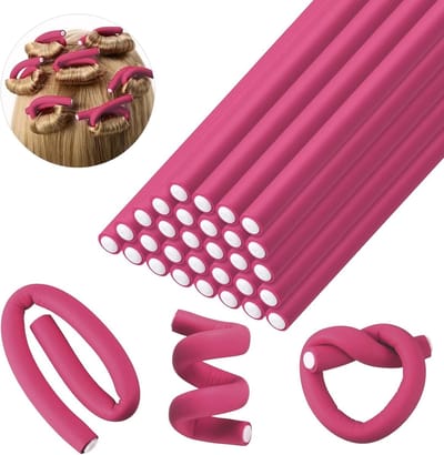 Krulspelden 30 stuks - Flexibele Hittevrije Krulstangen - Roze Haarrollers - Schuimstaaf voor Krullen - Geschikt voor Thuisgebruik - 24 x 0,8 cm