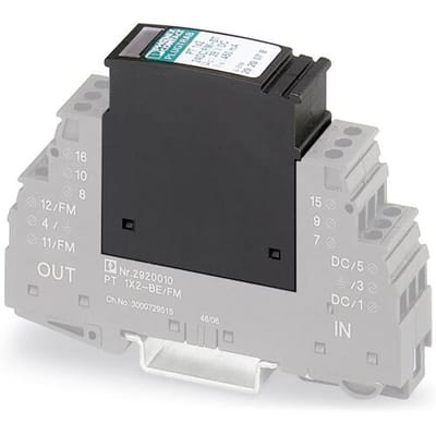 Phoenix Contact 2920065 PT 1X2-12DC/FM-ST Insteekbare overspanningsafleider Set van 10 stuks Overspanningsbeveiliging voor: Verdeelkast 10 kA 10...