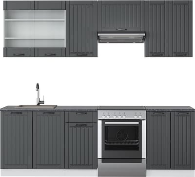 Vicco Fame-Line Complete keukeneenheid – 240 cm zonder werkblad Antraciet landhuis/wit