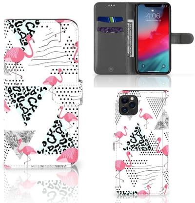 Apple iPhone 11 Pro Max Telefoonhoesje met Pasjes Flamingo Triangle