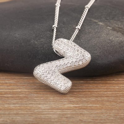 Nidin Hete Verkoop Pave Kristal Zirconia A-Z Letters Hanger Ketting Mannen En Vrouwen Koppels Naam Initialen Alfabet Sieraden Fijn Cadeau black
