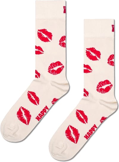 Happy Socks Kisses Sock - unisex sokken - wit - Unisex - Maat: 41 - 46