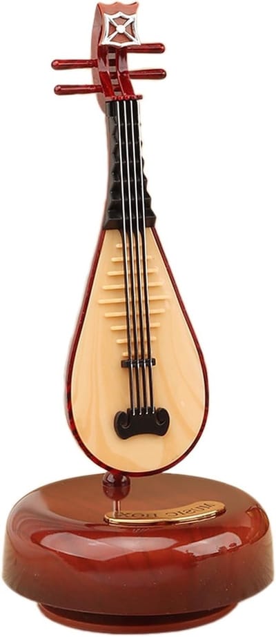 Muziekdoos Luit - Decoratieve Muziekdoos - Kamer Decoratie - Roterend Handwerk - 22 cm Hoog - Kleurrijk