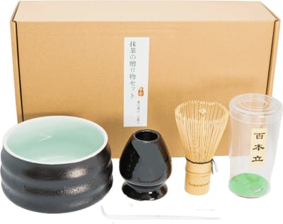 Cupplement Matcha Set Zwart Starterkit 3-delig - Matcha Klopper, Garde, Whisk - matcha set met poeder - Matcha whisk - matcha bowl - matcha garde - matcha thee set - japanse thee set