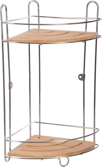 5Five Doucherekje - Badkamerrekje - hoek model - metaal - met 3 lagen - 20 x 20 x 40 cm - Opberg rekjes voor shampoo / douchegel