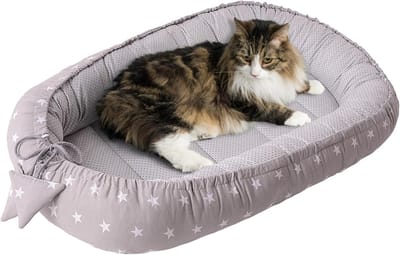 Famanu – Kattenbed 75 x 60 x 10 cm – Zachte Slaapplaats voor Kleine en Middelgrote Honden en Katten