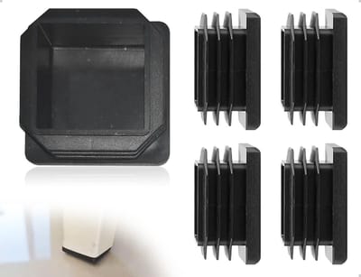 Set van 4 Plastic Eindkappen voor Vierkante Buizen - Slat Stops, Tube Covers en Voetdoppen voor Stalen Buizen en Meubels (Zwart, 30x30)