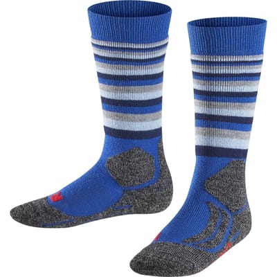FALKE SK2 Stripes warm dik wol functioneel materiaal skisokken kinderen blauw - maat 35-38