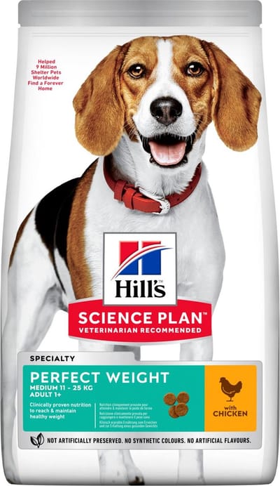 4x Hill's Science Plan - Adult Perfect Weight Medium met kip 2 kg