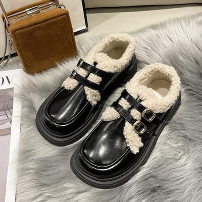 Katoenen schoenen Dames herfst en winter Kawaii Fashion All-match Britse stijl Sponge Cake Platform Leuke Retro Loafers Strik 40