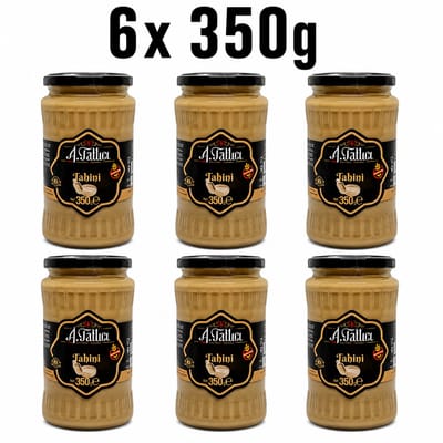 Abdurrahman Tatlici Tahin 100% Sesampasta – Glutenvrij Tahini & Zonder Toevoegingen – 6x 350g Glazen Pot | Rijk aan Calcium & Plantaardige Eiwitten