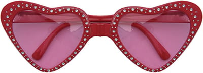 Faram Party Zonnebril hartjes glazen - Hippie Flower Power Sixties - rood - Valentijnsdag - kunststof