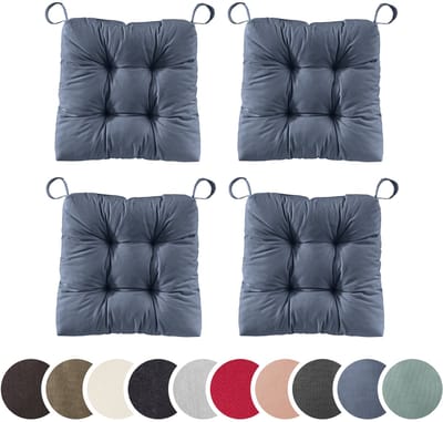 sleepling set van 4 stoelkussens Basic 20 | 40 (voorkant) / 35 (achterkant) x 38 x 7 cm | zitkussen voor binnen en buiten | hoes van 100% polyester | met klittenband | Made in EU | blauw