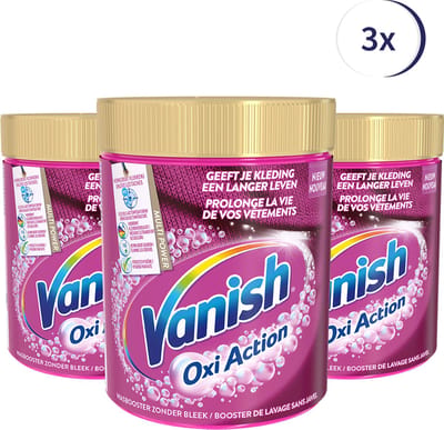 Vanish Oxi Action Wasbooster Poeder - gekleurde en witte was - 1.0kg x3