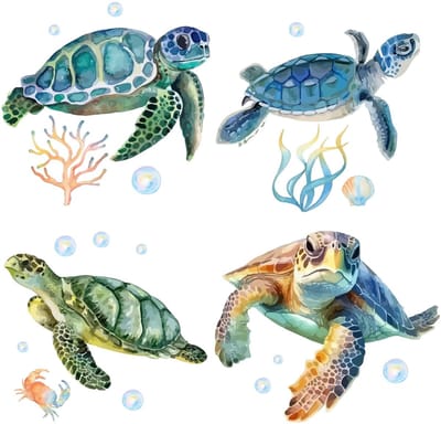 Dailygoody - Zeeschildpad Raam Stickers - Waterdichte Anti-Collision Stickers - 4 Stijlen - Decoratie voor Glas - Voorkom Botsingen met Vogels en Hond