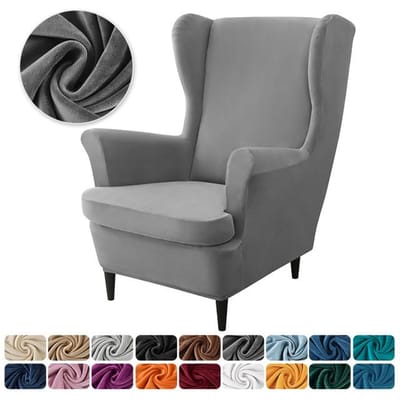 Fluwelen Wingback stoelhoezen Stretch Wing fauteuilhoes met zitkussenhoes Elastische bankhoezen Effen kleur bankhoezen