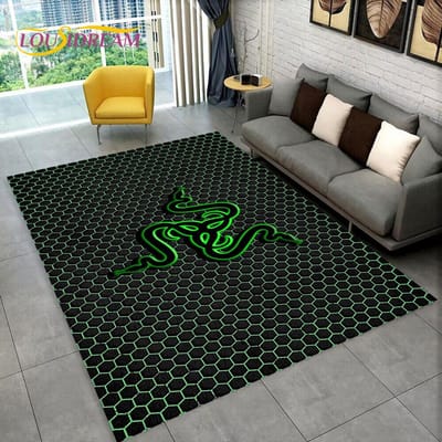 3D Razer Logo Game Gamer Slang Tapijt Kleed voor Huis Woonkamer Slaapkamer Bank Deurmat Decor, Speelkleed voor Kinderen Antislip Vloermat 40x60cm