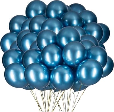 Joya Party® 50 Metallic Ballonnen Blauw | Blue | 30 cm | Latex Ballon | Chroom | Verjaardag Versiering | Feest/Party | Ballonnen set | 50 stuks