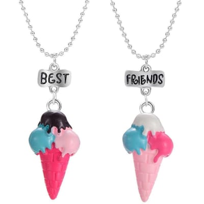 Fako Bijoux® - Vriendschapsketting - BFF Ketting - IJsjes - IJshoorntjes - Best Friends - Roze