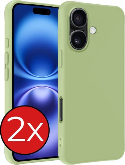 Hoesje - 2 Stuks - Geschikt voor Apple iPhone 16 - Sterk & Shockproof - Telefoonhoes - Back Cover - Case Siliconen - Telefoon Hoes - Groen