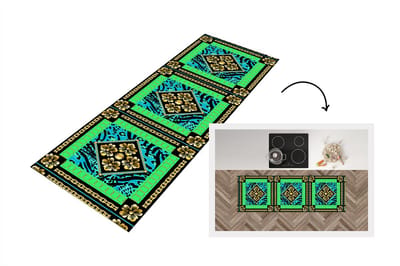 Keukenloper - Loper keuken - Dierenprint - Bloemen - Ketting - Goud - Patroon - 150x50 cm - Keukenloper vinyl