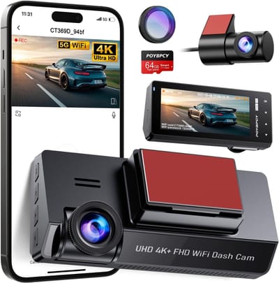 RVV® Dashcam Voor en Achter - Parkeermonitor - Dashcamera - Nachtzicht - 64GB SD-kaart- zwart- 4cm x 11cm x 5cm