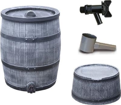 Regenton voordeelset | Roto 120 liter grijs + aftapkraan + standaard + vulautomaat 70/80mm.