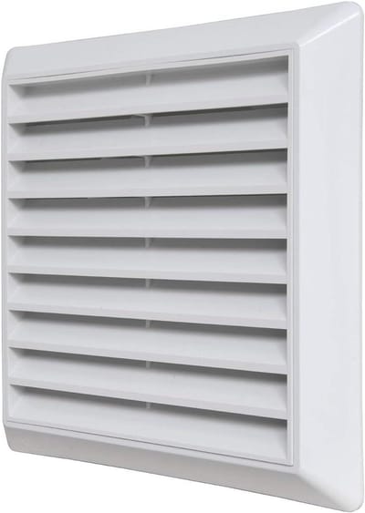 Ventilatierooster - Afdekkap - Luchtstroom Regelen - Met Insectennet - 185 x 185 mm - Wit