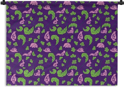 Wandkleed - Wanddoek - Bladeren - Dieren - Patronen - 120x90 cm - Wandtapijt