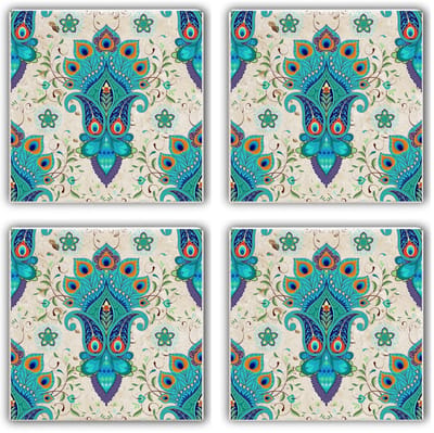 Asir - Onderzetter (4 stuks) - Veelkleurig - 10 x 10 x 1 cm