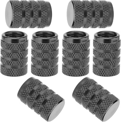 8-delige Aluminium Ventieldop Set met Rubber Ring voor Auto's, SUV's, Fietsen, Trucks en Motoren (Grijs) - Duurzaam, Waterdicht en Stijlvol