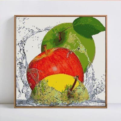 Peinture diamant thème fruits et pommes, broderie complète 5D, point de croix, mosaïque, image ronde 30x30CM red