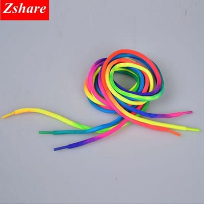 1 Paar Regenboog Schoenveters Rond Sneakerschoenveters Mode Kleurrijke Schoenveters Voor Alle Schoenen 100CM 120CM Koordjes YC-1 120cm blue