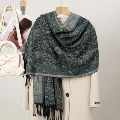 Sjaal Warme Winter Sjaal Hijab Dames Print Paisley Kasjmier Pashmina Dikke Wikkel Hoofd Nek Foulard Luxe Deken Echarpe black