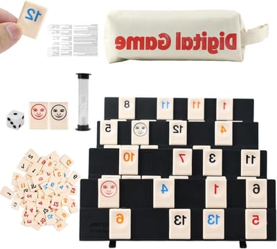 Rummy Spelset met 106 Speelstenen, 4 Dubbele Houder, Compact Reisspel voor Kinderen en Volwassenen, Perfect voor Gezellige Avonden en Familieplezier