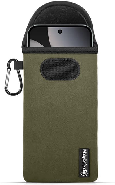 MobyDefend Hoesje - Geschikt voor Google Pixel 10 Pro XL - Neopreen Pouch Met Karabijnhaak - Insteek - Riemlus - Groen