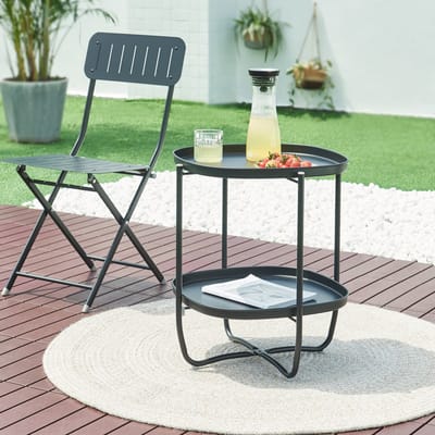 Tuintafel Sandefjord bijzettafel metaal 57,5x46x46cm zwart [en.casa]