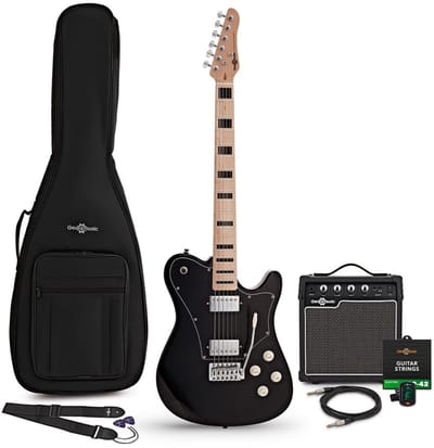 Knoxville Select elektrische gitaar zwart, 10 W gitaarversterker en accessoirepakket