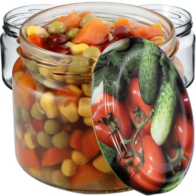 KADAX Inmaakpotten met schroefdeksel, jampotten, 330 ml, voorraadpotten voor jam, honing, potten met schroefsluiting, groenten, 10 stuks