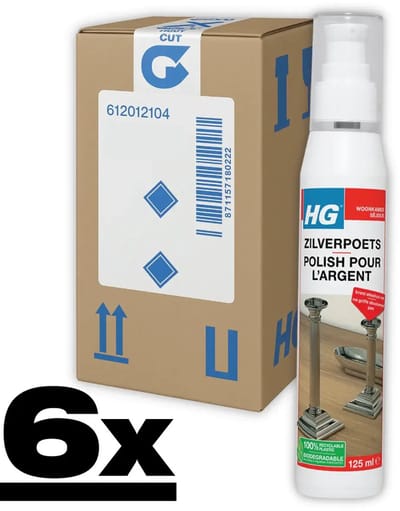 6 x HG Zilverpoets 125 ml - Zilverpoets - Zilver Schoonmaken - Zilver Glans - Antieke Zilveren Voorwerpen - Zilver Onderhoud