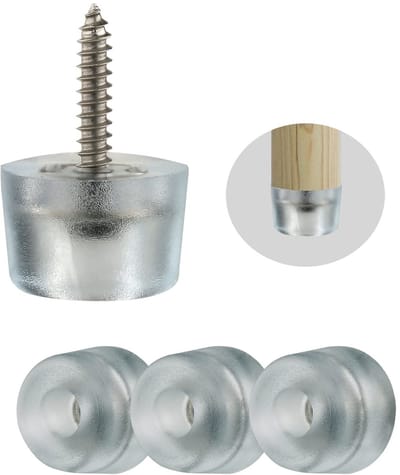 Dailygoods- Meubelglijders Teflon - 32 Stuks - Schroefbare Voetjes - Rubberen Stoppers - Bescherming voor Meubelpoten - Verpakt 2 x 2 x 1,5 cm - Meubelvoetjes